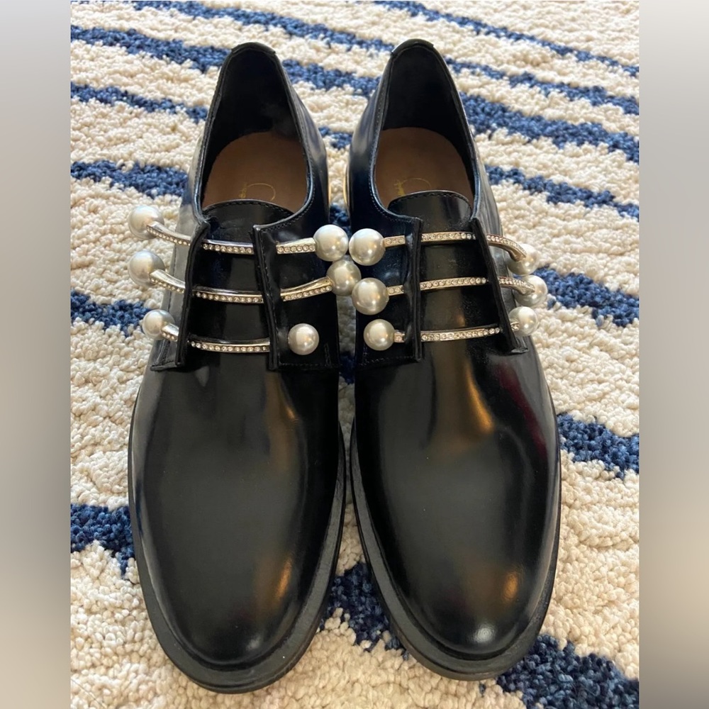 NWOB COLIAC Black Leather Pearl Derby Shoes 36 (US 5.5) Runs narrow